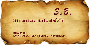 Simonics Balambér névjegykártya
